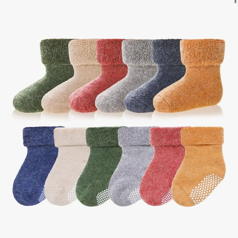 (6) Baby Merino Wool Non-Slip High Quality Floor Soft Socks